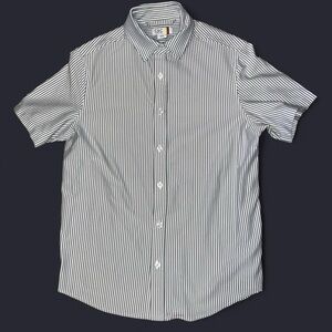 C&C California Grey and White Striped Men's M Button Down Collared Preppy Shirt